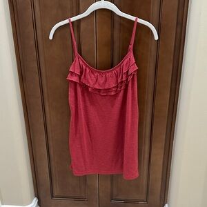 LOFT Red Ruffle Camisole